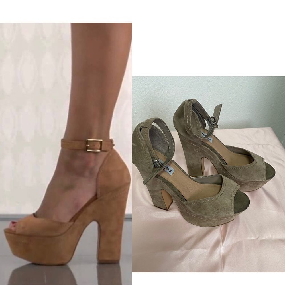 Steve Madden Gretta taupe suede platform sandals 9